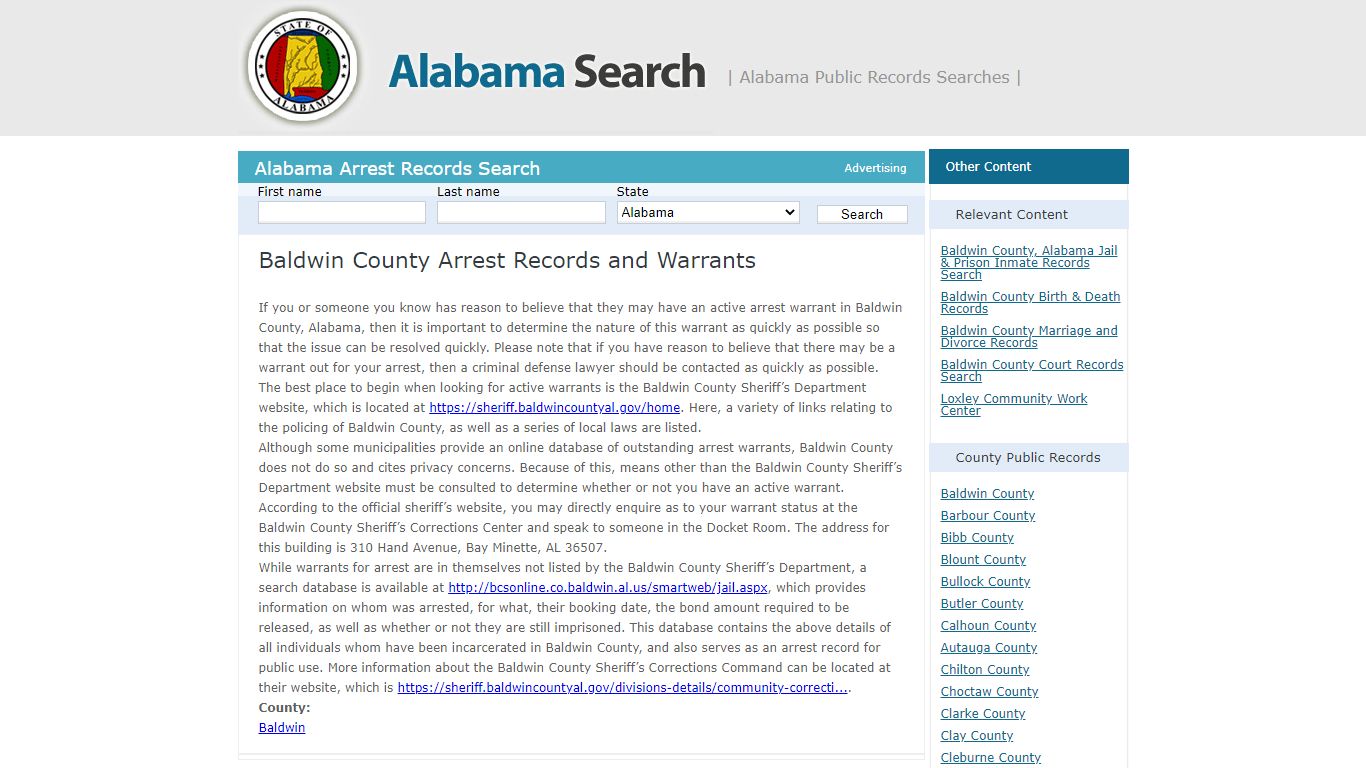 Baldwin County Arrest Records and Warrants | Alabama - AL ...